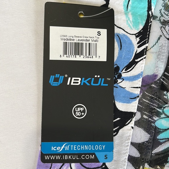 Ibkul Long Sleeve Golf Crew Neck Top Medaline Print Lavander - Picture 8 of 10